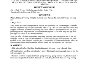 Quyết định 251/1998/QĐ-TTg phê duyệt Chương trình phát triển xuất khẩu thuỷ sản đến 2005