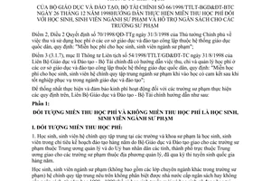 Thông tư liên tịch 66/1998/TTLT-BGD&ĐT-BTC thực hiện miễn thu học phí học sinh, sinh viên ngành sư phạm hỗ trợ ngân sách trường sư phạm