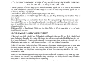 Thông tư 08/1998/TTLT-VGCP-BCN quy định cơ chế quản lý giá thép