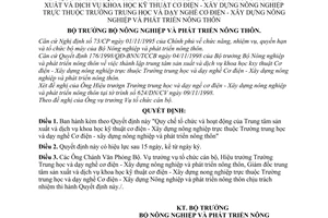 Quyết định 218/1998/QĐ-BNN/TCCB Quy chế tổ chức hoạt động Trung tâm SX và dịch vụ KHKT cơ điện Xây dựng nông nghiệp