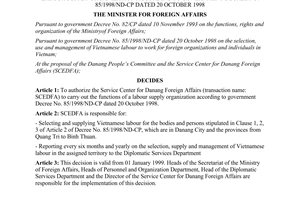 Decision No. 1973/QD-BNG regarding authorizing the carrying out of the functions