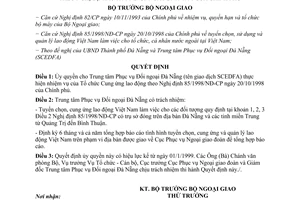 Quyết định 1973/QĐ-BNG năm 1998 ủy quyền thực hiện của tổ chức cung ứng lao động