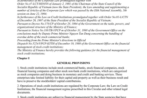 Circular No.189/1998/TT-BTC, guiding the financial management of stock credit institution, promulgated by the Ministry of Finance