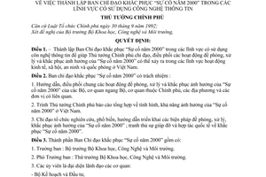 Quyết định 257/1998/QĐ-TTg thành lập Ban Chỉ đạo khắc phục “Sự cố năm 2000” lĩnh vực sử dụng công nghệ thông tin