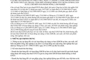 Thông tư 191/1998/TT-BTC hướng dẫn kế toán thuế giá trị gia tăng hoạt động xây dựng cơ bản, sản xuất, chế biến sản phẩm nông, lâm nghiệp