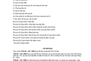 Tiêu chuẩn ngành TCN 68-132:1998 về cáp thông tin kim loại dùng cho mạng điện thoại nội hạt - Yêu cầu kỹ thuật do Tổng cục trưởng Tổng cục Bưu điện ban hành