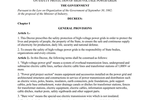 Decree No. 54/1999/ND-CP of July 8, 1999, on safety protection of high-voltage power grids