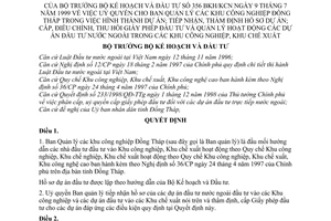 Quyết định 356-BKH/KCN uỷ quyền Ban quản lý KCN Đồng Tháp hình thành dự án; tiếp nhận, thẩm định, cấp, điều chỉnh, quản lý dự án nước ngoài KCN KCX