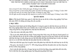 Quyết định 152/1999/QĐ-TTg phê duyệt chiến lược phát triển chất thải rắn đô thị và khu công nghiệp Việt Nam đến 2020