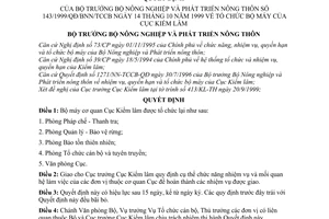 Quyết định 143/1999/QĐ-BNN-TCCB tổ chức bộ máy Cục Kiểm lâm