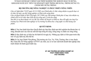 Quyết định 162/1999/QĐ-BNN-PTNT  nghiệm thu khoán bảo vệ rừng khoanh nuôi xúc tiến tái sinh kết hợp trồng bổ sung trồng chăm sóc rừng