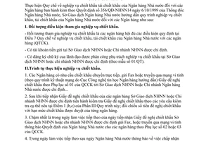 Công văn 122/QT-SGD nghiệp vụ chiết khấu tái chiết khấu của Ngân hàng Nhà nước