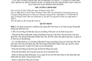 Quyết định 14/2000/QĐ-TTg Quy định đoàn trong nước, khách nước ngoài đến Việt Nam có xe cảnh sát giao thông dẫn đường