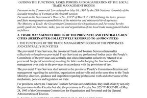 Joint circular No. 36/2000/TTLT-BTM-BTCCBCP of January 27, 2000, guiding the functions, tasks, powers and organization of the local trade management bodies