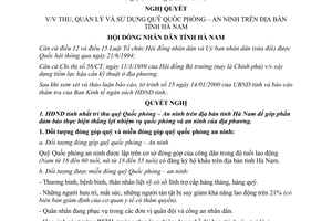 Nghị quyết 04/NQ-HĐND 2000 thu quản lý sử dụng quỹ Quốc phòng an ninh Hà Nam