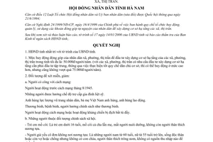 Nghị quyết 03/NQ-HĐND 2000 mức huy động đóng góp tối đa nhân dân miễn giảm đầu tư xây dựng cơ sở hạ tầng Hà Nam