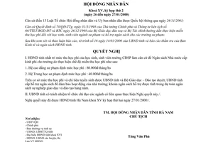 Nghị quyết 05/NQ-HĐND 2000 mức thu học phí học sinh sinh viên sư phạm Hà Nam