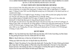 Quyết định 06/2000/QĐ-UB-CNN  Quy chế tổ chức hoạt động  Ban Quản lý rừng phòng hộ huyện Cần Giờ