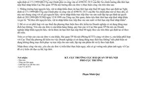 Công văn 22/HQHN-KTTT theo dõi kiểm tra thời hạn nộp thuế nhập khẩu 60 ngày