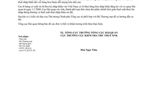 Công văn 24/TCHQ-KTTT áp dụng thuế nhập khẩu ưu đãi hàng hóa có xuất xứ Mỹ