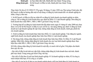 Công văn 77/BKH-DN đăng ký kinh doanh theo Luật Doanh nghiệp