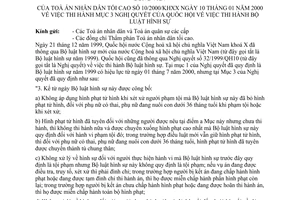 Công văn 10/2000/KHXX  thi hành NQ thi hành Bộ luật Hình sự