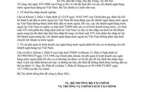 Công văn 08TC/CSTC thuế thu nhập doanh nghiệp chi nhánh ngân hàng nước ngoài