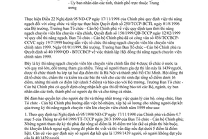 Công văn 52/BTCCBCP-CCVC bổ nhiệm và xếp lương công viên chức cho kỳ thi nâng ngạch năm 1999