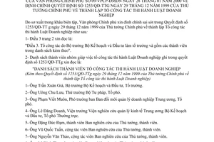 Công văn 09/VPCP-ĐMDM đính chính QĐ 1253/1999/QĐ-TTg thành lập Tổ công tác thi hành Luật Doanh nghiệp