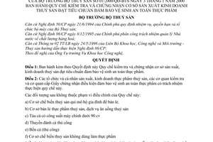 Quyết định 01/2000/QĐ-BTS  Quy chế kiểm tra chứng nhận cơ sở sản xuất kinh doanh thuỷ sản đạt tiêu chuẩn đảm bảo vệ sinh an toàn thực phẩm