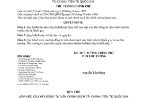 Quyết định 02/2000/QĐ-TTg  Quy chế làm việc Hội đồng tư vấn chính sách tài chính, tiền tệ Quốc gia