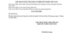 Lệnh công bố Bộ luật hình sự 01/L-CTN