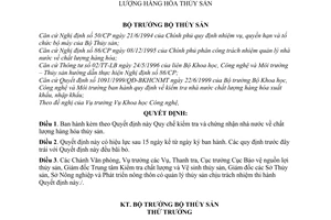 Quyết định 08/2000/QĐ-BTS Quy chế kiểm tra chứng nhận nhà nước chất lượng hàng hoá thuỷ sản