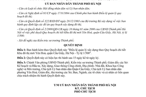 Quyết định 03/2000/QĐ-UB quản lý xây dựng theo Quy hoạch chi tiết Khu đô thị mới Yên Hoà Hà Nội