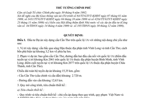 Quyết định 61/QĐ-TTg phê duyệt đầu tư Dự án xây dựng cầu Cần Thơ trên quốc lộ 1A