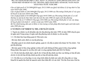 Thông tư 06/2000/TT-BTC thi hành chủ trương, biện pháp điều hành dự toán ngân sách Nhà nước năm 2000