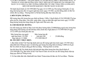 Thông tư  02/2000/TT-BLĐTBXH tăng tiền lương hưu người nghỉ hưu để hướng dẫn thực hiện Quyết định 234/1999/QĐ-TTg