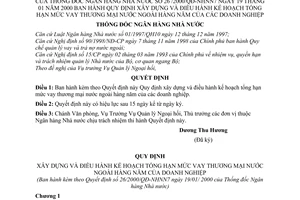 Quyết định 26/2000/QĐ-NHNN7 xây dựng điều hành kế hoạch tổng hạn mức vay thương mại nước ngoài hàng năm doanh nghiệp
