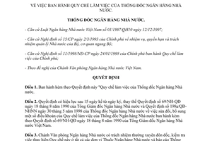 Quyết định 25/2000/QĐ-NHNN15 quy chế làm việc của Thống đốc Ngân hàng Nhà nước