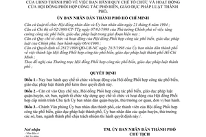 Quyết định 03/2000/QĐ-UBND Quy chế tổ chức hoạt động Hội đồng Phối hợp công tác phổ biến, giáo dục pháp luật thành phố