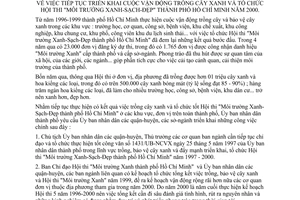 Chỉ thị 01/2000/CT-UB-VX tiếp tục triển khai cuộc vận động trồng cây xanh tổ chức Hội thi Môi trường Xanh-Sạch-Đẹp thành phố Hồ Chí Minh năm 2000