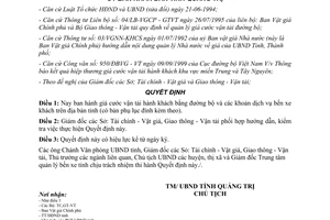 Quyết định 77/2000/QĐ-UB giá cước vận tải hành khách khoản dịch vụ bến xe Quảng Trị