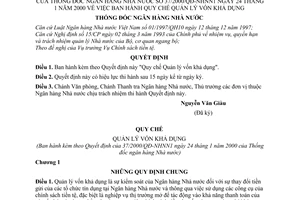 Quyết định 37/2000/QĐ-NHNN1 Quy chế quản lý vốn khả dụng
