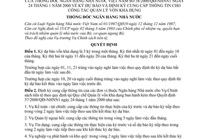 Quyết định 38/2000/QĐ-NHNN1 kỳ dự báo định kỳ cung cấp thông tin cho công tác vốn quản lý vốn khả dụng