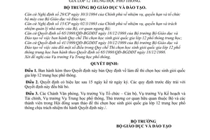 Quyết định 01/2000/QĐ-BGDĐT làm đề thi chọn học sinh giỏi quốc gia lớp 12 trung học phổ thông