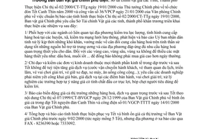 Công điện 02/VGCP-TH tổ chức đón Tết Canh Thìn năm 2000 chuẩn bị báo cáo tình hình thực hiện Chỉ thị số 02/2000/CT-TTg