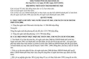 Nghị quyết 04/2000/NQ-HĐ nhiệm vụ thu - chi ngân sách thành phố năm 2000