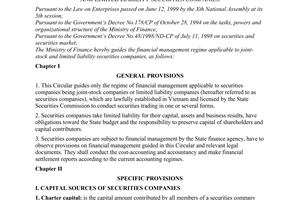 Circular No. 11/2000/TT-BTC of May 01, 2000, guiding the financial management regime applicable to joint-stock and limited liability securities companies
