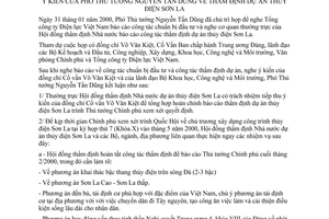 Thông báo 11/TB-VPCP ý kiến Phó Thủ tướng Nguyễn Tấn Dũng thẩm định dự án thủy điện Sơn La