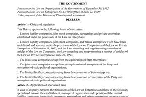 Decree No. 03/2000/ND-CP of February 3, 2000, guiding the implementation of a number of articles of The Law on Enterprises